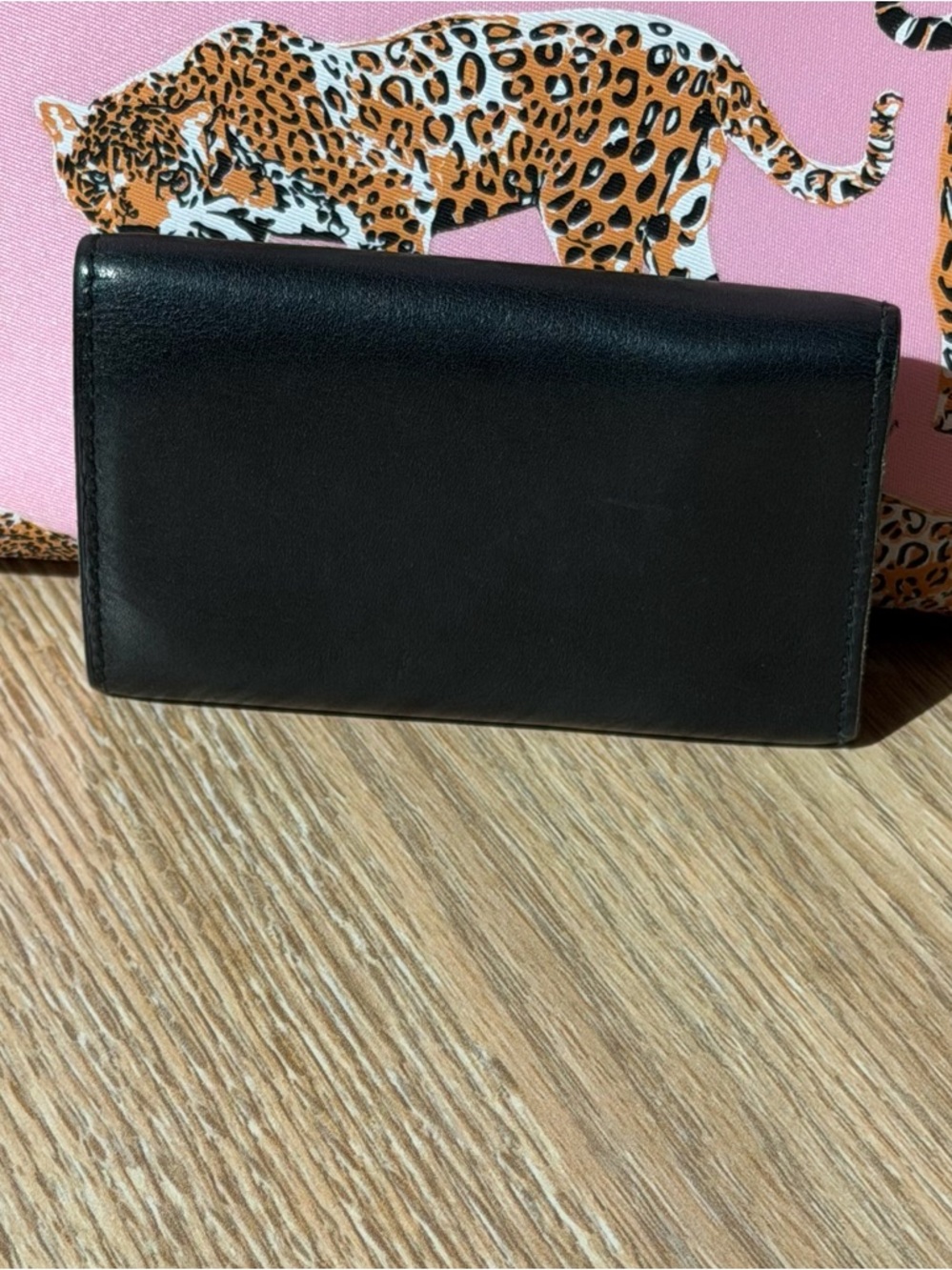 Gucci Black Leather Logo Card Case , Key Holder with Silver Plaque - Picture 2 of 4